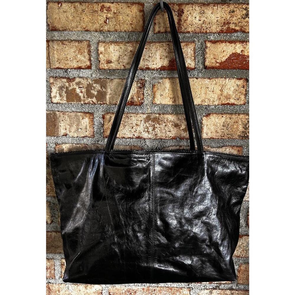 Latico USA Carmen Black Genuine Buttery Soft Leather Tote Bag Floral Lined